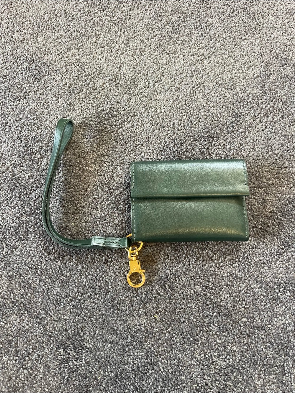 Madewell Dark Green Wristlet Card Case with Gold Clip